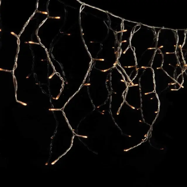 150 LED Βροχή Λευκό Θερμό Με 8 Προγράμματα Επεκτεινόμενο Εξωτερικού Χώρου Διάφανο Καλώδιο 3m