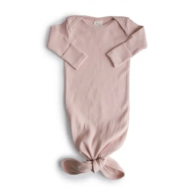 Mushie Ribbed Knotted Baby Gown Ολόσωμο Φορμάκι - Blush 0-3 μηνών