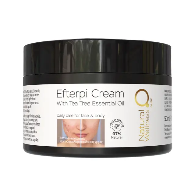 Tea Tree Face Cream Efterpi With Essential Oils 50ml Natural Wellness by Qure - Ολοκληρωμένη Φροντίδα Προσώπου και Σώματος