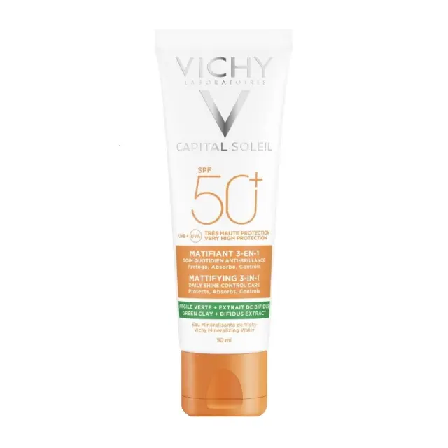 Vichy Capital Soleil Mattifying 3 in 1 Daily Shine Control Care SPF50+ Αντηλιακή Προσώπου που Διατηρεί την Επιδερμίδα Ματ 50ml 2