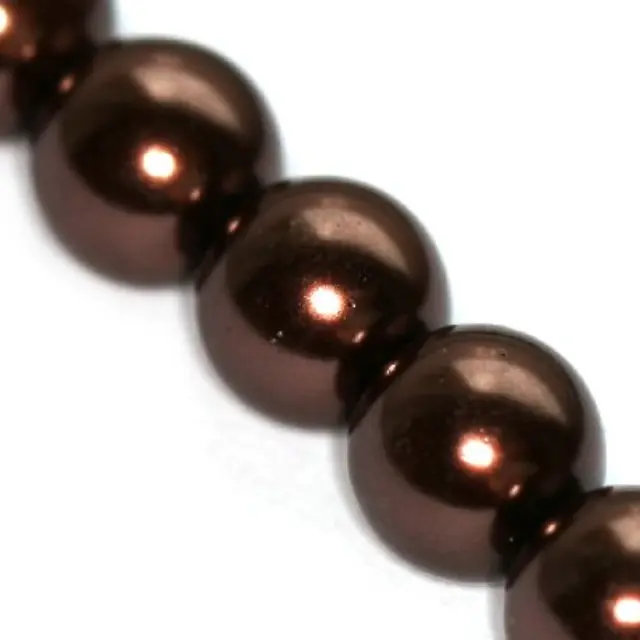 Χάντρα Glass Pearl Brown Ø12mm ~70τεμ