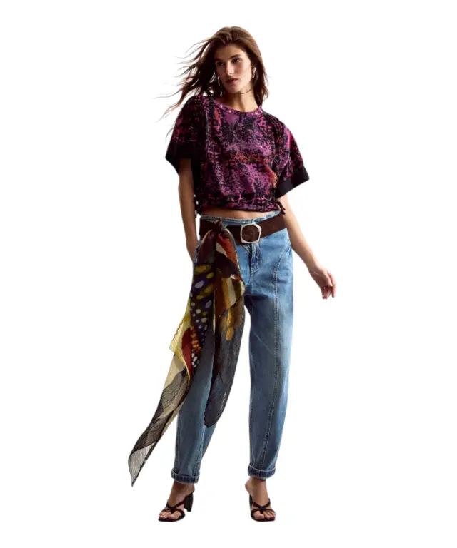 Desigual - Γυναικεία Κοντομάνικη Μπλούζα 26SWTK26-3062 Μωβ