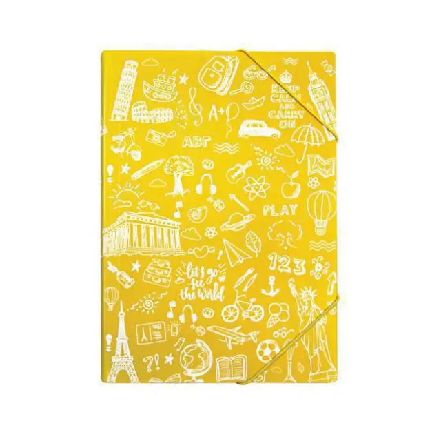 Typotrust Φάκελος PP Λάστιχο 25×35 Doodle Κίτρινο (FP16700-05)