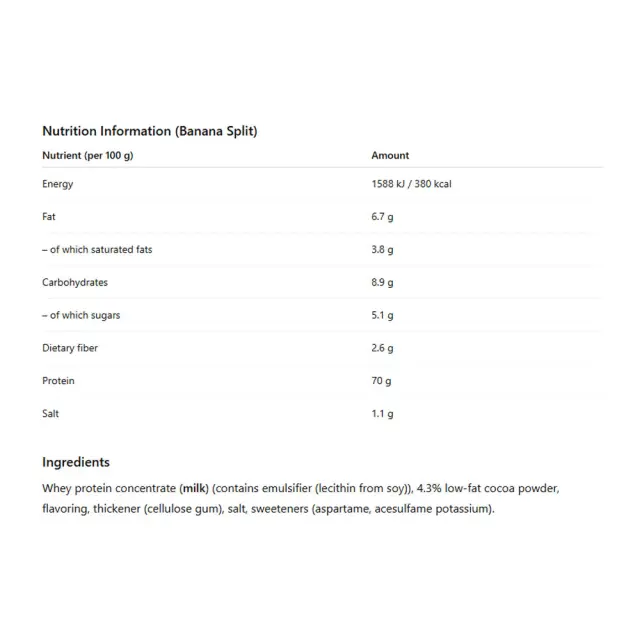 Wispy Whey Protein Banana Split, 1000 g 2