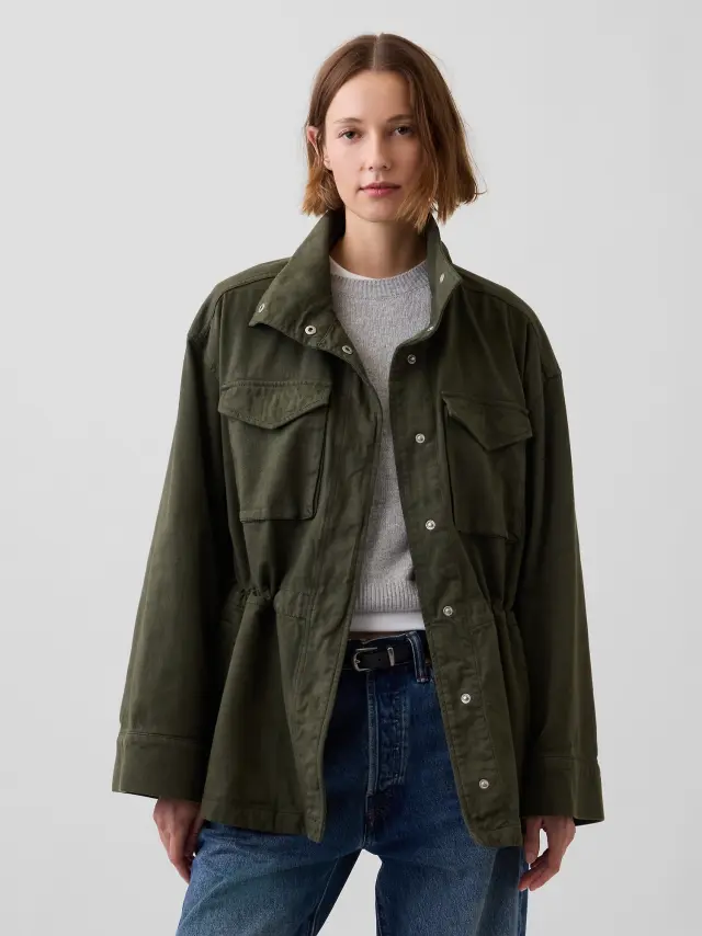 Γυναικείο Μπουφάν Oversized Utility Black moss green