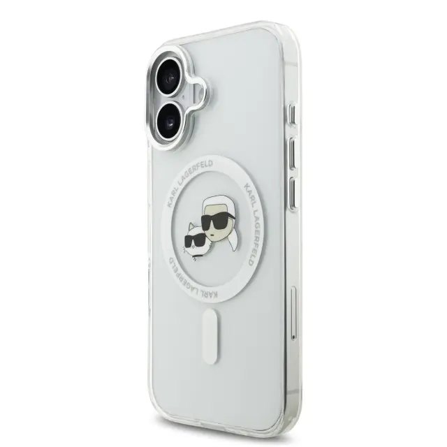 Karl Lagerfeld IML K&CH Heads Metal Frame MagSafe Case for iPhone 17 Transparent 2