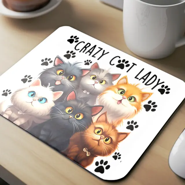 Mousepad crazy cat lady Διαστάσεις: 22cm(μήκος) x 18cm (ύψος)