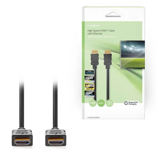 Καλώδιο High speed HDMI with Ethernet, HDMI αρσ. - HDMI αρσ., 5.00m.