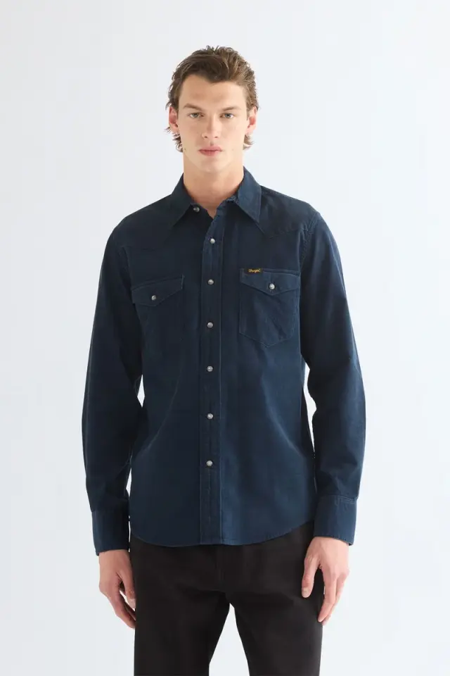 Wrangler Ανδρικό Πουκάμισο Κοτλέ 112386903 - Dark Sapphire - XXL