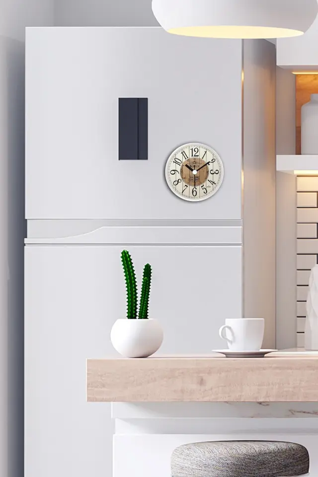 Stewehome Kiely Μαγνητικό Ρολόι Ψυγείου Λευκό Καφέ 10x10 cm