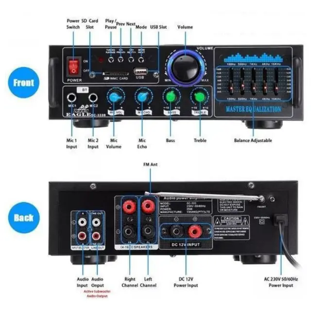 Andowl Ενισχυτής με λειτουργία Karaoke Q-GF289 - Karaoke Reverberation Power Amplifier 076027 2