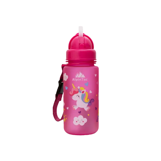 AlpinPro Παγούρι με Καλαμάκι 400ml AlpinTec Kids Unicorn Ροζ C-400PK-UN 2