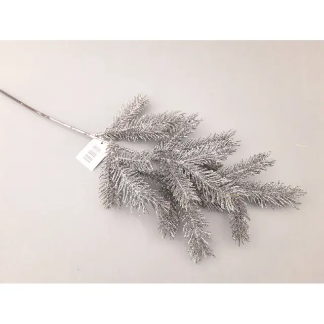 Έλατο κλαδί τεχνητό με γκλίτερ, ασημί, 48cm