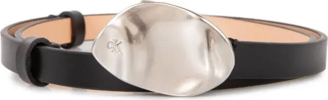 Calvin Klein Δερμάτινη Γυναικεία Μεσαία Ζώνη Stone Lock Slouchy Belt 15mm Μαύρη 85cm