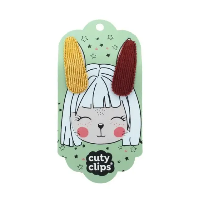 Cuty Clips Bunny Ears Παιδικά Κοκαλάκια με Κλιπ 2Τεμ. No7 - Χρυσό & Καφέ