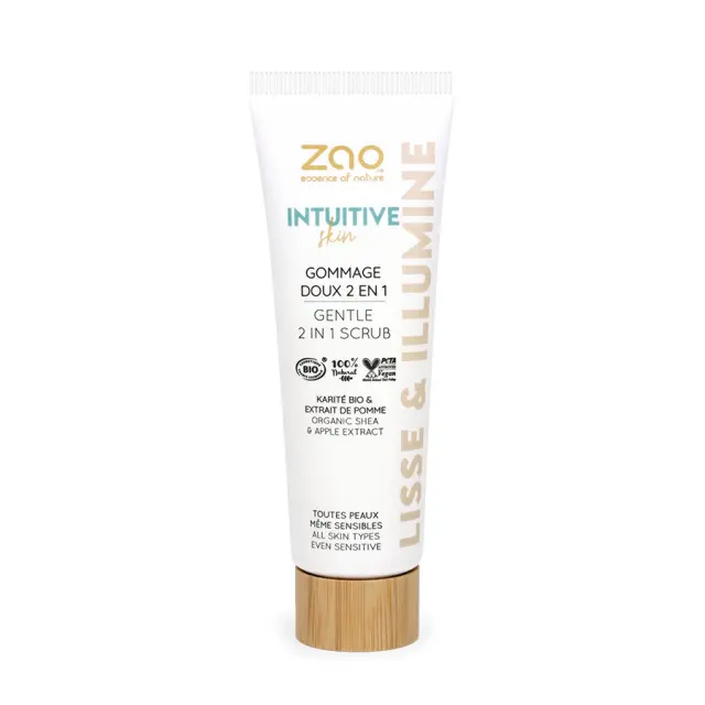 Zao Organic Skin Intuitive Gentle Scrub 2 in 1 – Βιολογικό Απαλό απολεπιστικό προσώπου 2 σε 1, για όλους τους τύπους δέρματος
