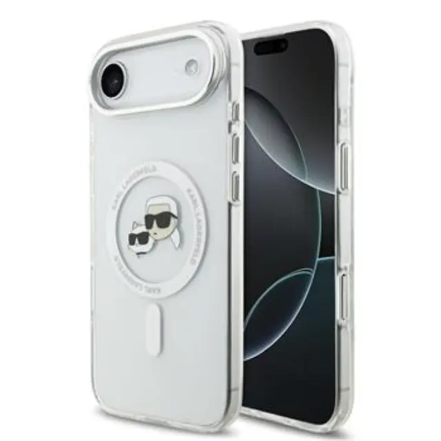 Karl Lagerfeld IML K&CH Heads Metal Frame MagSafe Case for iPhone Air Transparent