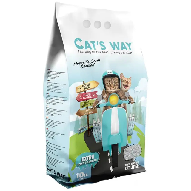 Cat's Way Marseille Soap Άμμος Υγιεινής Μπετονίτη με Άρωμα Σαπουνιού Μασσαλίας 10Lt (8,5Kg) Μονόχρωμο