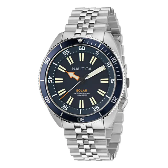Nautica Vintage Solar, Men's Watch, Silver Stainless Steel Bracelet NAPNVS404