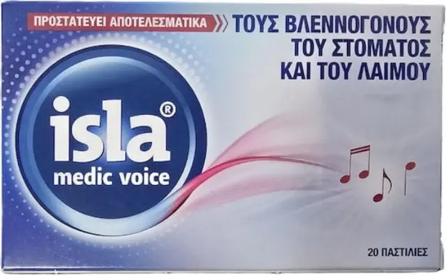 Isla Medic Voice - Καταπραϋντικές Παστίλιες Λαιμού Για Καταπονημένες Φωνητικές Χορδές, 20 Παστίλιες