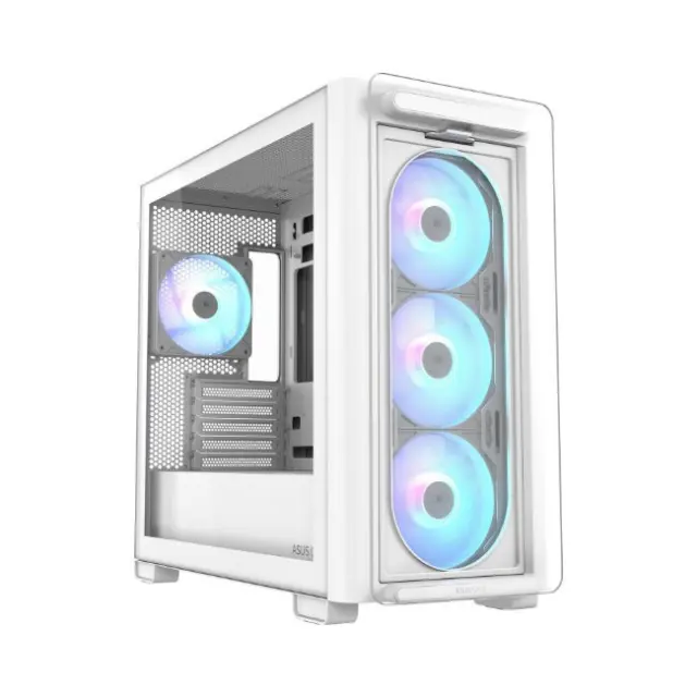 Asus A23 Plus Gaming Midi Tower Κουτί Υπολογιστή με Πλαϊνό Παράθυρο και RGB Φωτισμό Λευκό