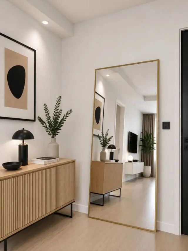 Stewehome Καθρέφτης ορθογώνιος με πόδια και χρυσό μεταλλικό πλαίσιο 180x80 cm 2