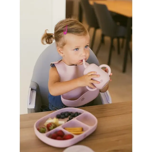 Interbaby Εκπαιδευτικό Ποτηράκι Σιλικόνης Με Καπάκι Και Καλαμάκι Non Spil 175ml Earth Ocher 3