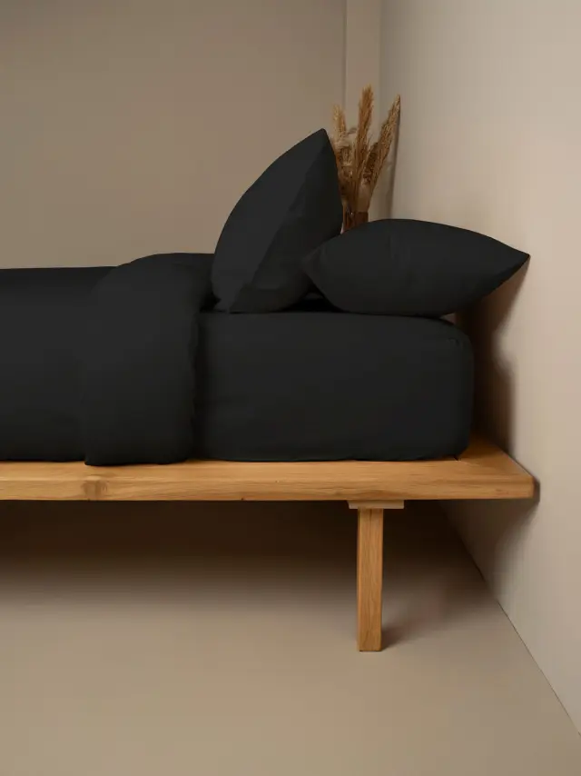 Σετ Σεντόνια Cotton Feelings 111 Black Υπέρδιπλο με λάστιχο (170x205+30) Sunshine