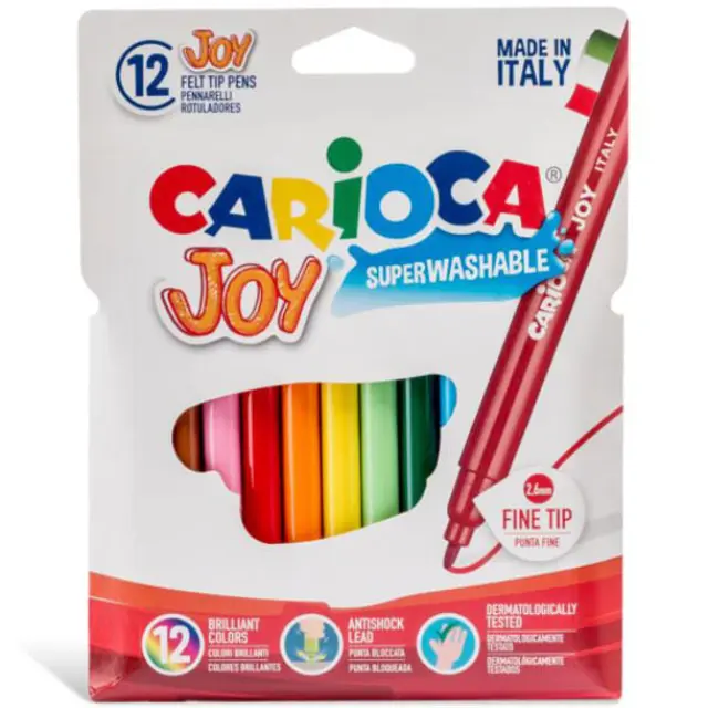 Μαρκαδόροι Carioca Joy Παιδικοί Λεπτοί, Σετ 12 Χρώματα