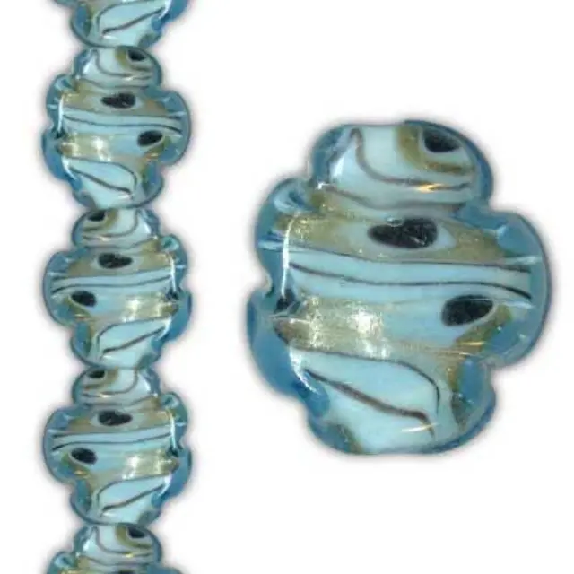 Χάντα Γυάλινη Swirl - Aqua Metallic Cloud 26mm ~7τεμ