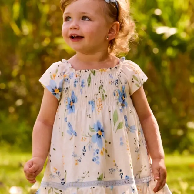 Baby 6 μηνών έως 4 ετών Φόρεμα στάμπα σιέλ