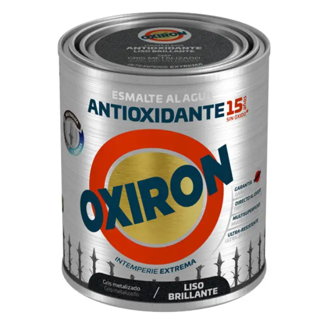 Χρώμα Αντισκωριακό Νερού TITAN OXIRON LISO BRILLANTE AGUA GRIS METALIZADO 750ml