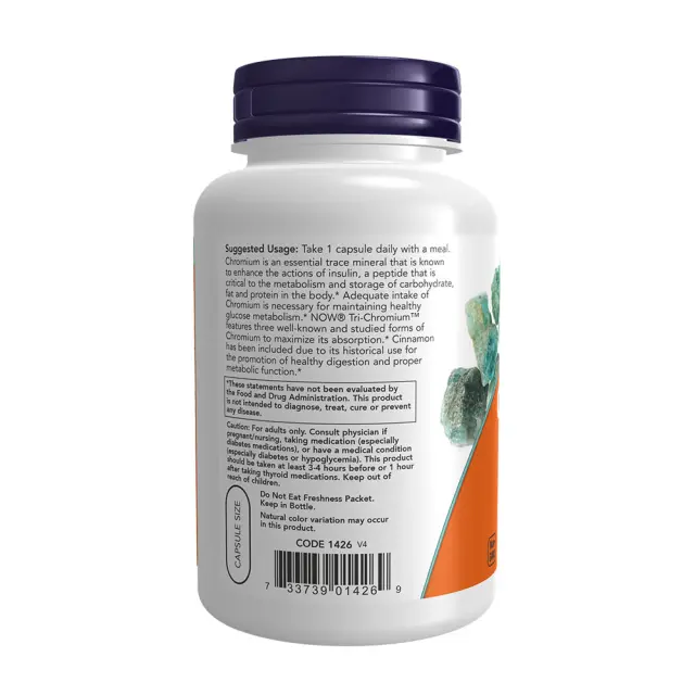 Now Foods Tri-Chromium™ 500 mcg with Cinnamon 180 Veg Capsules 3