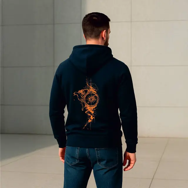 Φούτερ Noshame® Navy με κουκούλα και τύπωμα - 522532 - XXL