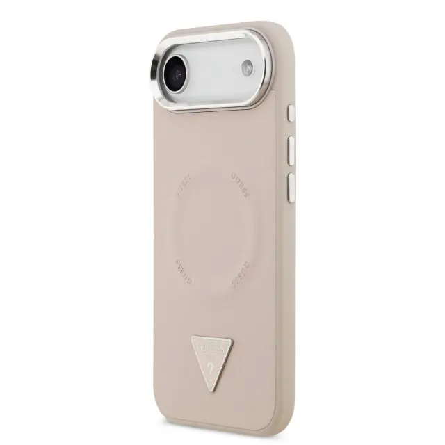 Guess PU Leather Triangle Logo MagSafe Case for iPhone Air Pink 2