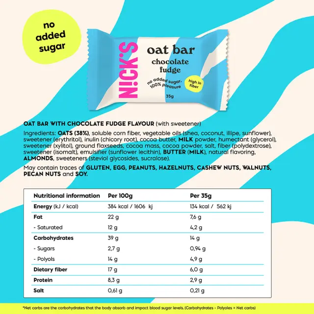 Nick's Chocolate Fudge Oat Bar 2