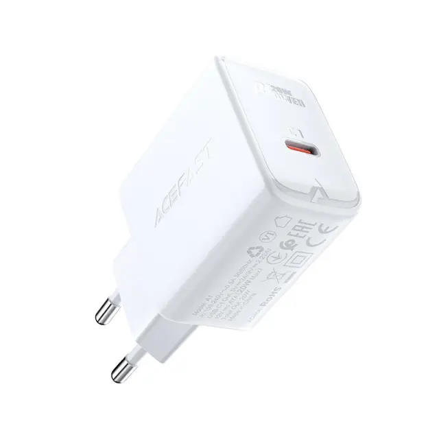 Φορτιστής Ταξιδίου Acefast A1 Fast Charging USB-C PD3.0 PD20W QC3.0 / QC2.0 5V / 2.4A Λευκός