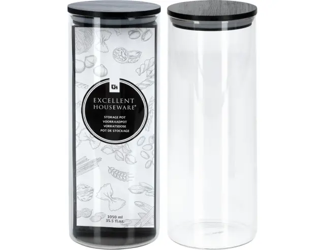 Γυάλινο δοχείο αποθήκευσης Excellent Houseware χωρητικότητας 1050ml CD1002510