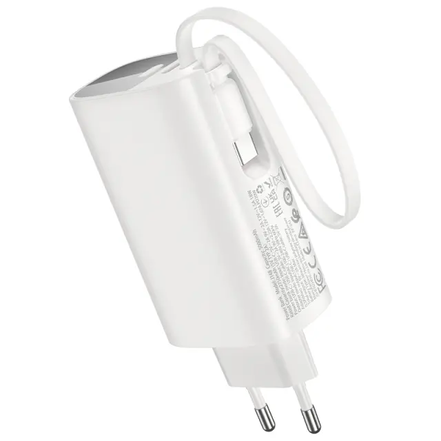 Power Bank Hoco Hoco J148 Handy 5000mAh PD20W QC3.0A Φορτιστής με 1xUSB-C και Καλώδιο Type-C Λευκό