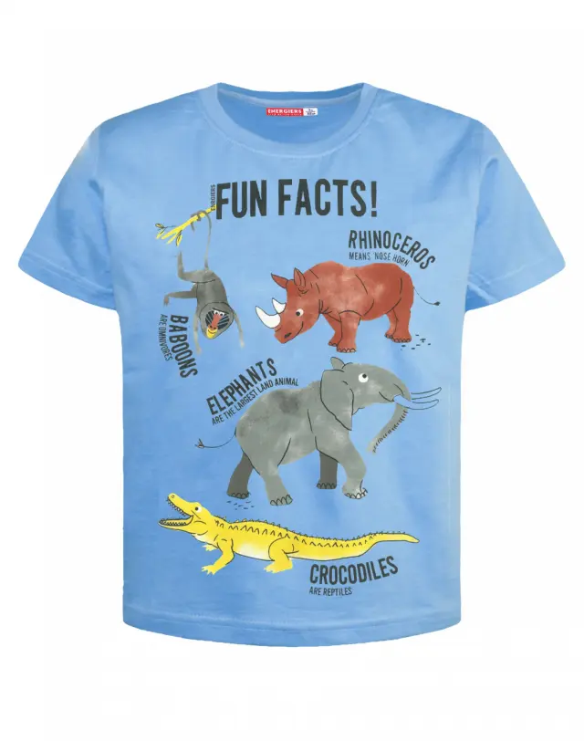 Mini 2 έως 10 ετών Μακό μπλούζα Fun Facts γαλάζιο