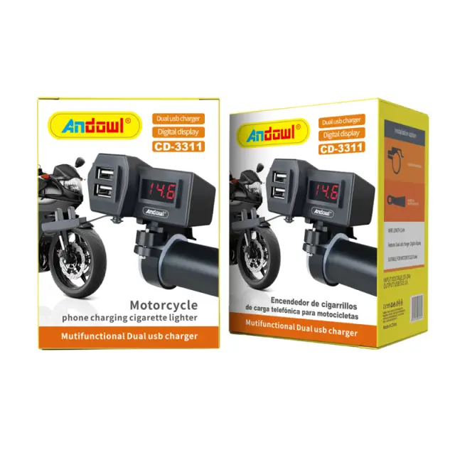 Andowl Φορτιστής Μοτοσυκλέτας με Θύρες 2xUSB CD-3311 - Motorcycle Phone Charging Cigarette Lighter 075694 2