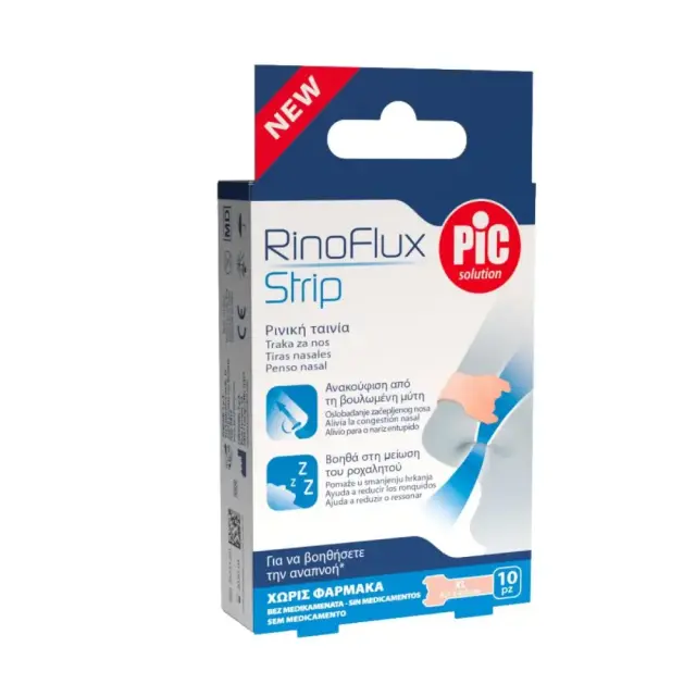 Pic RinoFlux Strip Nasal Plaster XL , Ρινικές Ταινίες Για Διευκόλυνση Της Αναπνοής 10τμχ