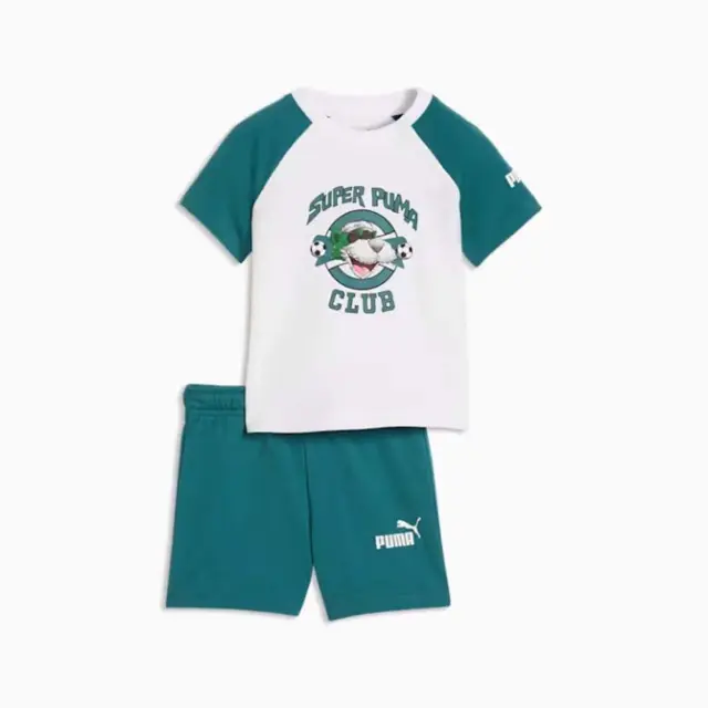 Puma Infant's Minicats Super Puma Tee and Shorts Set Άσπρο - Πράσινο 693289-02 (Puma)