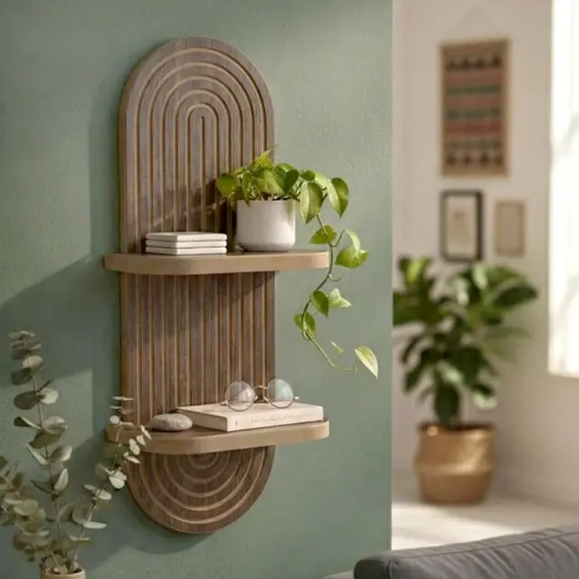 Ραφιέρα τοίχου Artwill Megapap Mdf χρώμα wenge 26x13x70εκ. 3