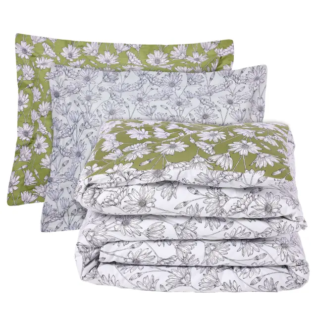 Σετ Σεντόνια 260x280 King Size Happy Das Home 9670 Olive-Ivory 100% βαμβακερόΧωρίς Λάστιχο 3