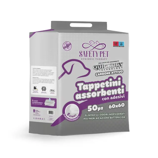 Safety Pet Quickdry Carbon Επιδαπέδιες Πάνες Σκύλου 60×60cm 50τμχ