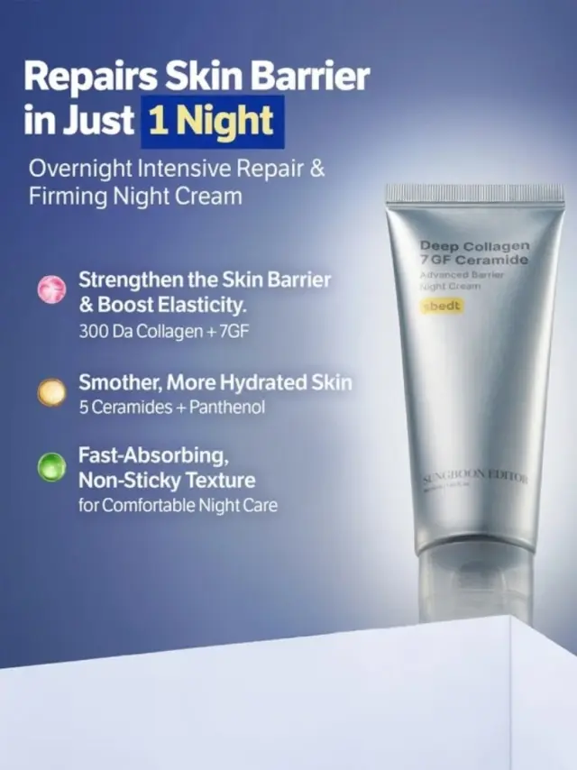 Sungboon Editor 7GF Ceramide Advanced Barrier Night Cream 50ml - Κρέμα νυκτός για αναπλήρωση όγκου και ελαστικότητας 3