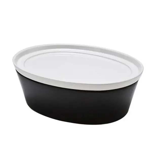 Πυρίμαχο οβάλ σκεύος 28,5x10cm με καπάκι μαύρο/λευκό Espiel ΒΕΝ5007