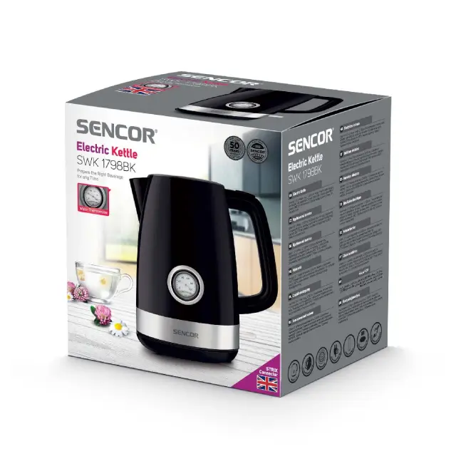 Βραστήρας με Ένδειξη Θερμοκρασίας 1,7lt 2150W Sencor SWK 1798BK Μαύρο 2