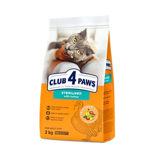 Club 4 Paws Sterilised Low Grain με Γαλοπούλα 2Kg Μονόχρωμο